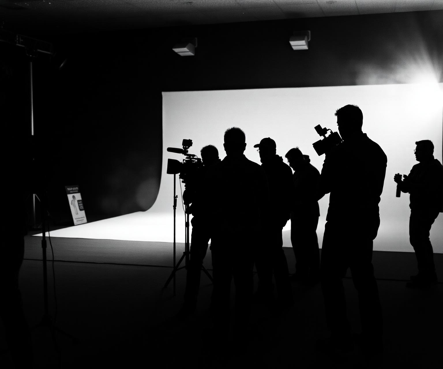 Équipe de tournage sur un plateau d'événement